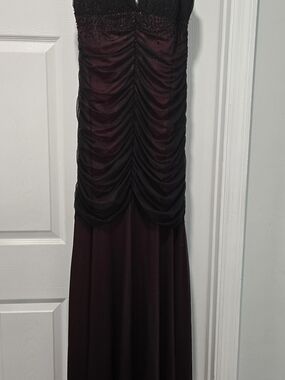 JS Boutique Black and Red Ruched Maxi Dress